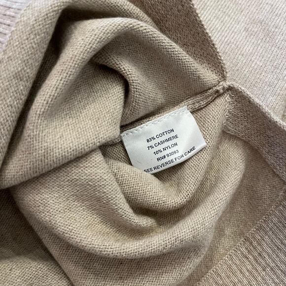 Tyler Böe Cowl Neck Tunic Sweater Large Cashmere Blend Beige Tan Preppy Classic - Picture 11 of 12